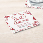 Rode Italiaanse Dat is Amore Pizza Proefdinermaali Kartonnen Onderzetters (Schuin)