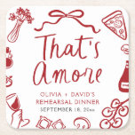 Rode Italiaanse Dat is Amore Pizza Proefdinermaali Kartonnen Onderzetters<br><div class="desc">Dat's Amore Rehearsal Dinner Onderzetters – Rustieke Rode Italiaanse Charme! ❤️</div>