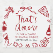 Rode Italiaanse Dat is Amore Pizza Proefdinersdine Sparkling Wijnetiket (Enkel label)