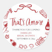 Rode Italiaanse Dat is Liefde Pizza Pasta Bruidsme Ronde Sticker (Voorkant)