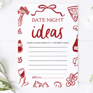 Rode Italiaanse Date Night Ideeën Bruidsfeest Spel Kaart