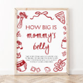 Rode Italiaanse hand getekend hoe groot de buik va Poster