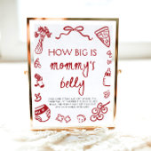 Rode Italiaanse hand getekend hoe groot de buik va Poster