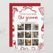 Rode Italiaanse hand getekend hoe oud het bruidego Kaart (Voorkant / Achterkant)