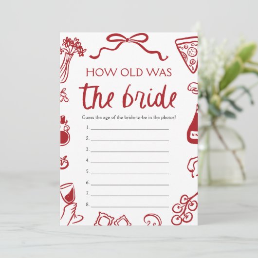 Rode Italiaanse hand getekend hoe oud het bruidspe Kaart (Staand voorkant)