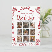 Rode Italiaanse hand getekend hoe oud het bruidspe Kaart (Staand voorkant)