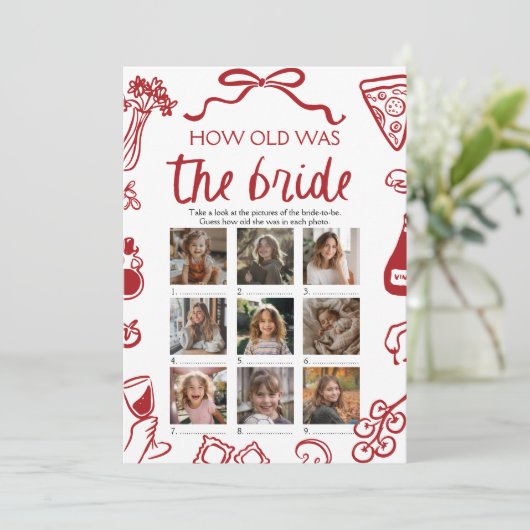 Rode Italiaanse hand getekend hoe oud het bruidspe Kaart (Staand voorkant)