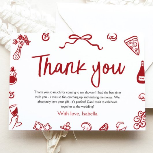 Rode Italiaanse Hand Getrokken Dat is nog een beda Bedankkaart