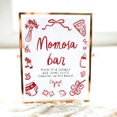 Rode Italiaanse Hand getrokken Pizza Pasta Momosa Poster