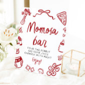 Rode Italiaanse Hand getrokken Pizza Pasta Momosa  Reclamebord Met Voetstuk