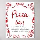 Rode Italiaanse handgetekende 'Dat is amore' pizza Poster (Voorkant)