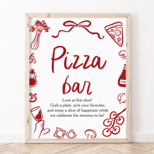 Rode Italiaanse handgetekende 'Dat is amore' pizza Poster