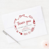 Rode Italiaanse handgetekende pizza pasta bruidsdo Ronde Sticker (Envelop)