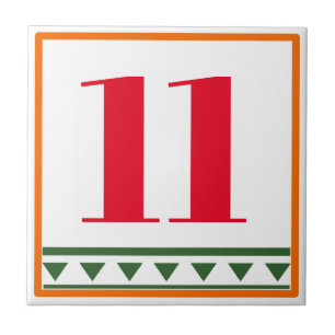 Rode Italiaanse letters en cijfers, geef aantallen Tegeltje