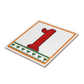 Rode Italiaanse letters en cijfers Tegeltje (Zijkant)