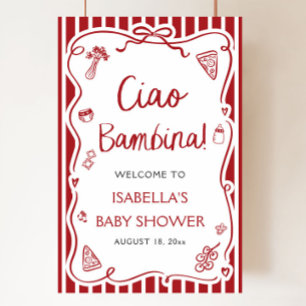 Rode Italiaanse Pizza Ciao Bambina Baby Shower Wel Poster