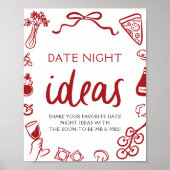 Rode Italiaanse Pizza Date Night Ideas Bruidsfeest Poster (Voorkant)