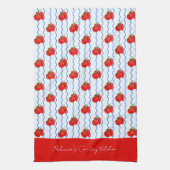 Rode Italiaanse Plum Tomaten met Blauwe Wavy strep Theedoek (Verticaal)