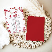 Rode Italiaanse 'Zou Ze Liever' Baby Shower Spel Kaart