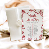 Rode Italiaanse 'Zou Ze Liever' Baby Shower Spel Kaart