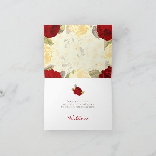 Rode & Ivoire Rozen Bedankkaartjes Bedankkaart (Binnen)