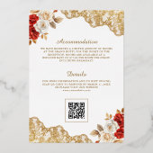 Rode Ivoor Bloem Gouden Kant QR-code Moslim Bruilo Folie Uitnodiging (Achterkant)
