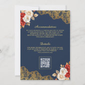 Rode Ivoor Bloemen Goud Kant Marine Moslim Huwelij Kaart (Achterkant)