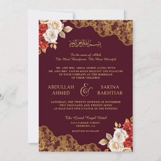 Rode Ivoor Bloemrijke Gouden Kant Bourgondië Mosli Kaart (Voorkant)