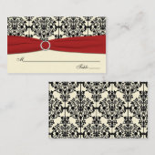 Rode, Ivoor en Zwarte Damast Plaatskaarten Plaatskaartje (Voorkant / Achterkant)
