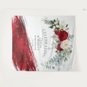 Rode ivoor pioen bold Rode streek huwelijks decor Wandkleed (Voorkant (horizontaal))