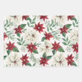 Rode Ivoor Poinsettia Flat Wrapping Paper Set van  (Voorkant 2)