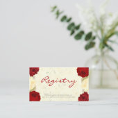 Rode & Ivoor Rozen Wedding Registry Kaart (Staand voorkant)