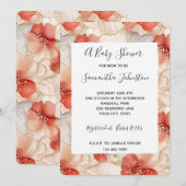 Rode ivoren koraal Floral baby shower Kaart (Voorkant / Achterkant)