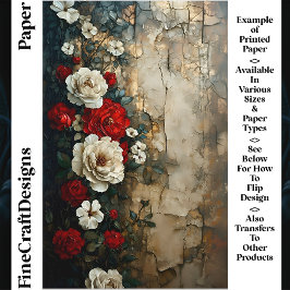 Rode ivoren Rozen, verweerde wand CQ4 Craft Paper