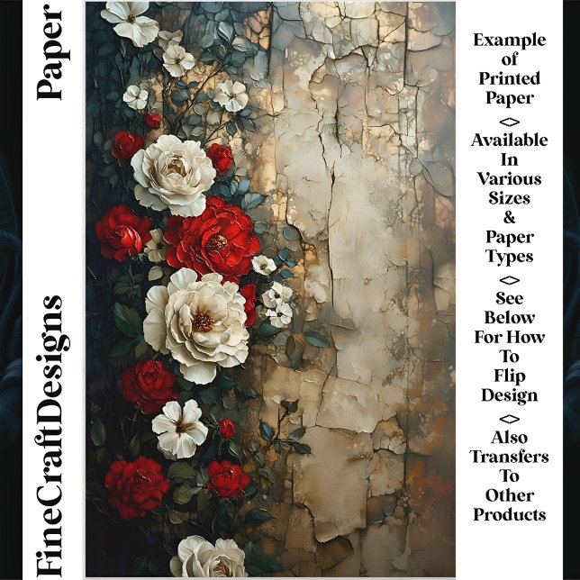 Rode ivoren Rozen, verweerde wand CQ4 Craft Paper (Creator heeft geüpload)