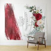 Rode Ivory Pioen Bold Rode Streek Bruidsdecoratie Wandkleed (In Situ (horizontaal))