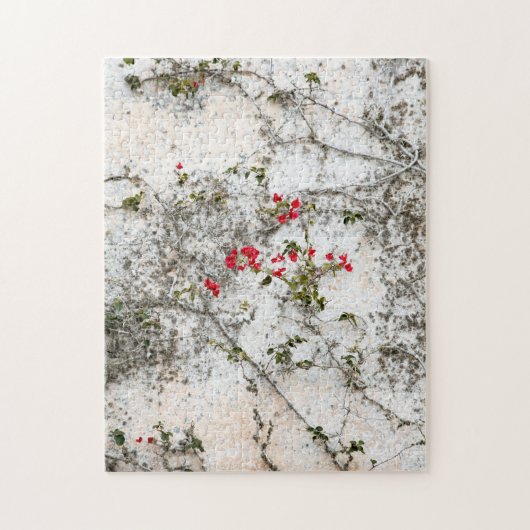 Rode Ivy op witte muur Legpuzzel (Verticaal)