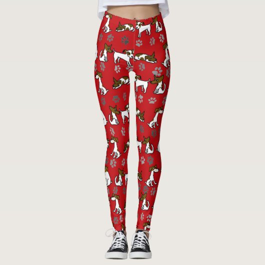 Rode Jack Russell Cartoon Leggings (Voorkant)