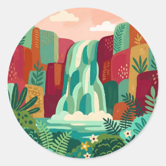 Rode Jade-waterval Ronde Stickers