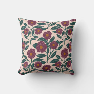 Rode jam bloemen met groene bladeren Worp kussen