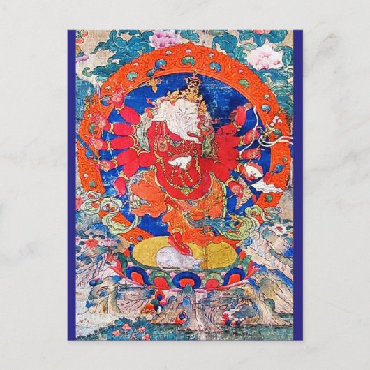 Rode Jambhala Boeddhistische Godheid Briefkaart (Voorkant)