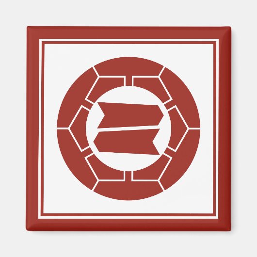  Rode Japanner Hattori Kamon Oriental Magneet (Voorkant)