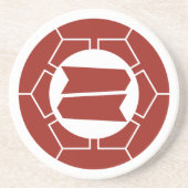  Rode Japanner Hattori Kamon Oriental Zandsteen Onderzetter (Voorkant)