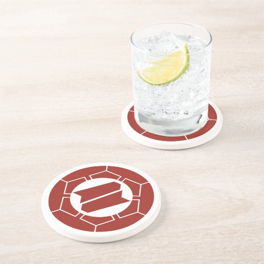  Rode Japanner Hattori Kamon Oriental Zandsteen Onderzetter (Zijkant)