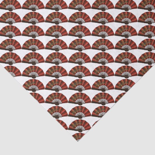 Rode Japanse Antiek ventilatoren Tissuepapier (Detail)