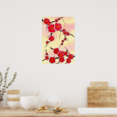 Rode Japanse Cherry Blossom Poster (Keuken)