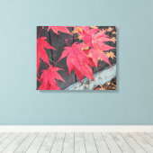 Rode Japanse Esdoornbladeren Botanisch Canvas Afdruk (Insitu (Houten vloer))