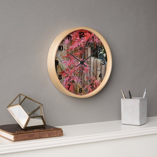 Rode Japanse esdoornbladeren en bamboe (Kantoor)