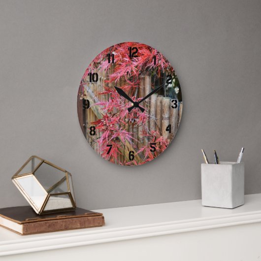 Rode Japanse esdoornbladeren en bamboe Grote Klok (Kantoor)