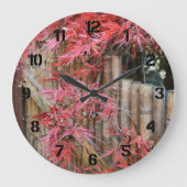 Rode Japanse esdoornbladeren en bamboe Grote Klok (Voorkant)